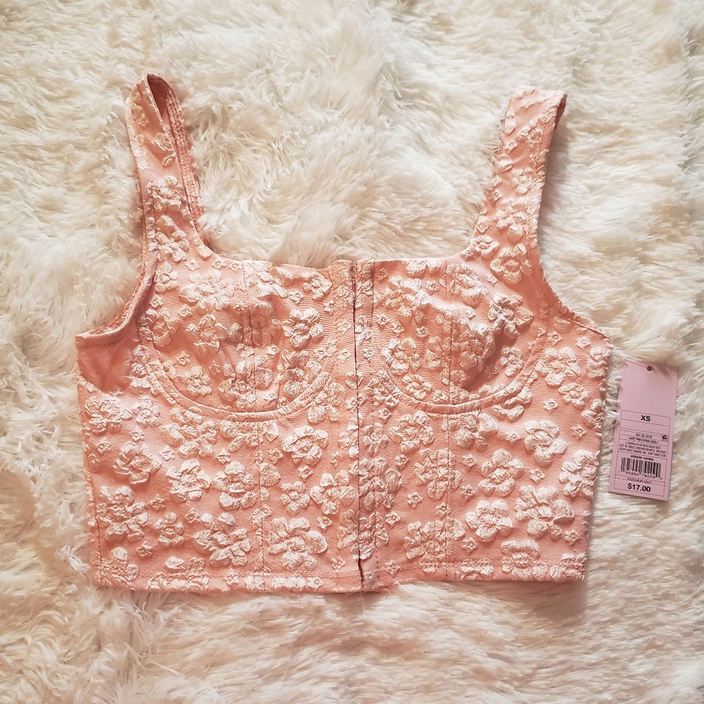 Wild Fable XS Pink Floral Corset Style Crop Top